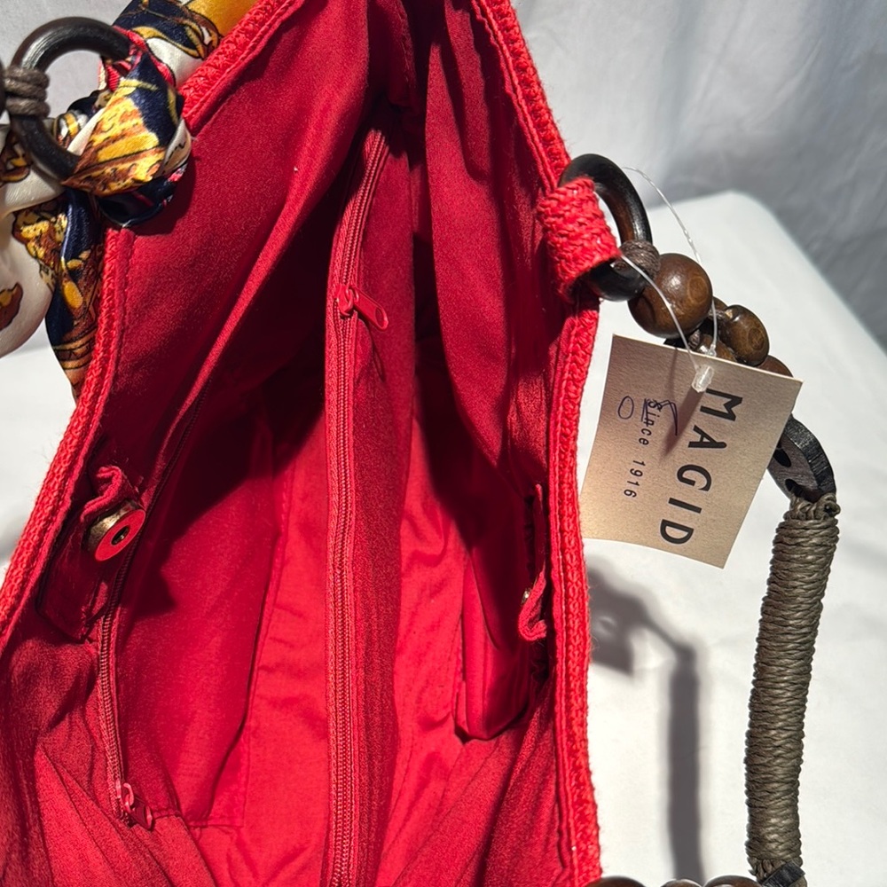 Magid Red Textured Tote with Chain Handles - Picture 7 of 11